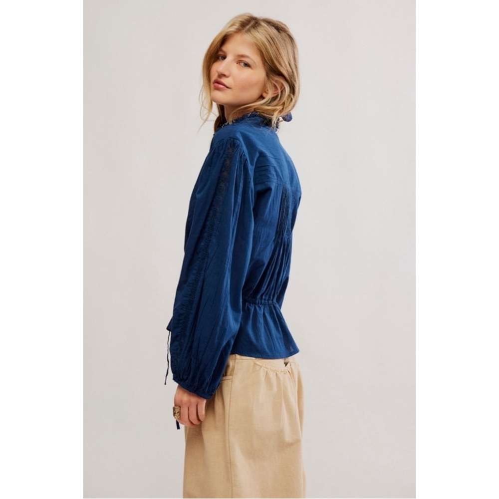Free People Blue Lace “Best of me” Blouse XL - Picture 4 of 11